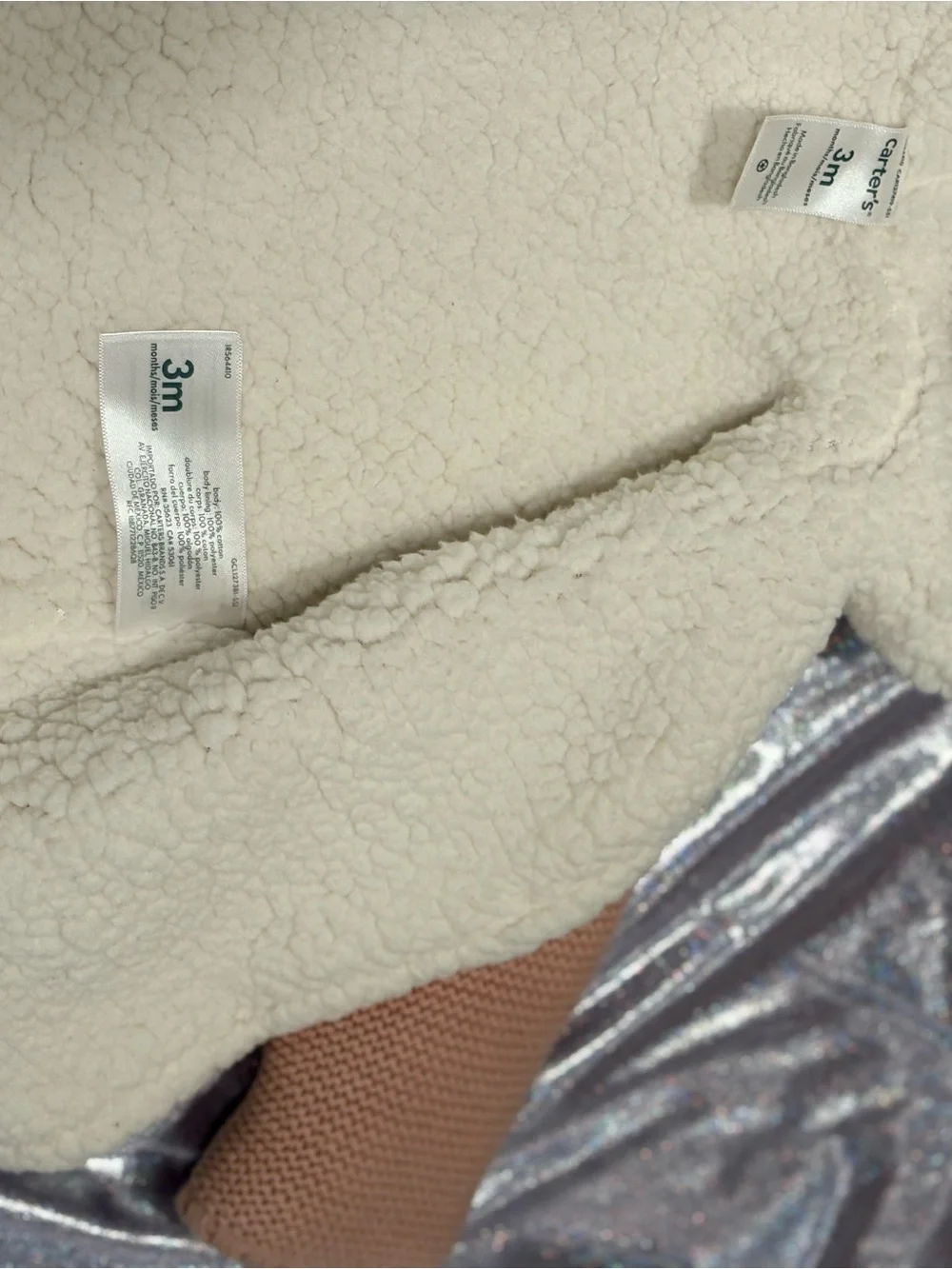 Carter's Dusty Pink Knit Hooded Jacket with Cream Sherpa Lining